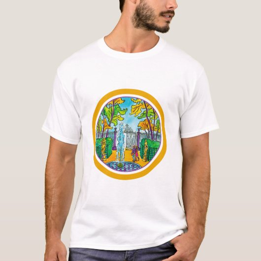 De zomertuin, met de hand getrokken waterverf t-shirt (Voorkant)
