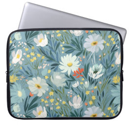De zomerweide van de wilde bloemen laptop sleeve