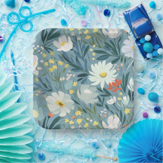 De zomerweide van de wilde bloemen papieren bordje (Feest)