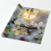 De zon achter de Japanse Abrikozenbloesems Cadeaupapier (Uitgerold)
