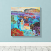 De zon daalt in 2013 canvas afdruk (Insitu (Houten vloer))