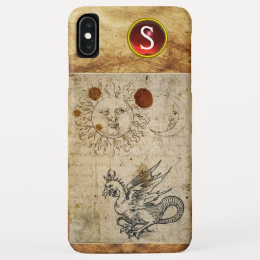 DE ZON DE MAAN EN BASISKLUS PERKAMENT Monogram Case-Mate iPhone Case (Achterkant)