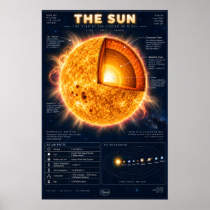 De Zon Dwarsdoorsnede Wetenschap Infographic Poster