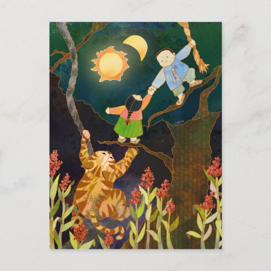 De zon en de maan: Briefkaart van Koreaanse Folk T (Voorkant)