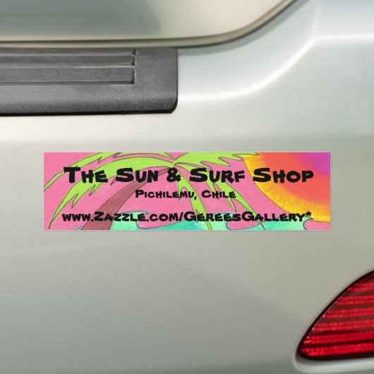 De zon en de Surf winkel Bumpersticker (Op auto)
