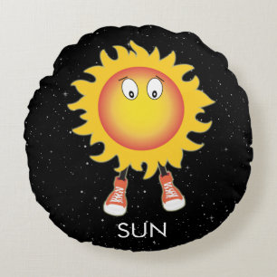 De zon en sterren in de ruimte rond kussen