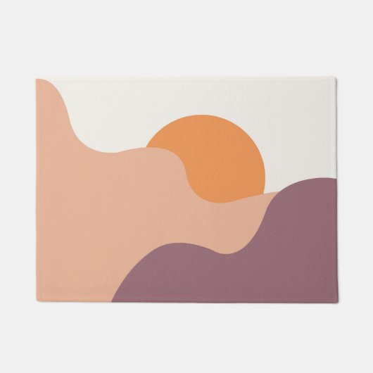 De zon gaat onder achter de paarse heuvels deurmat (Voorkant)