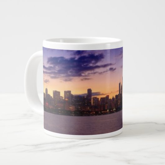 De zon gaat onder boven de skyline van Chicago Grote Koffiekop (Links)