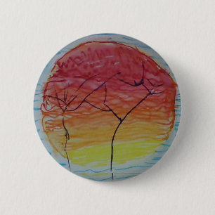 De zon gaat onder op je shirt. ronde button 5,7 cm