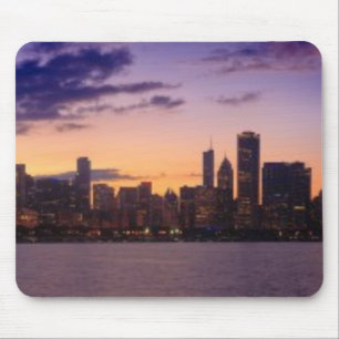 De zon gaat over de skyline van Chicago Muismat