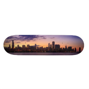 De zon gaat over de skyline van Chicago Persoonlijk Skateboard