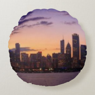De zon gaat over de skyline van Chicago Rond Kussen