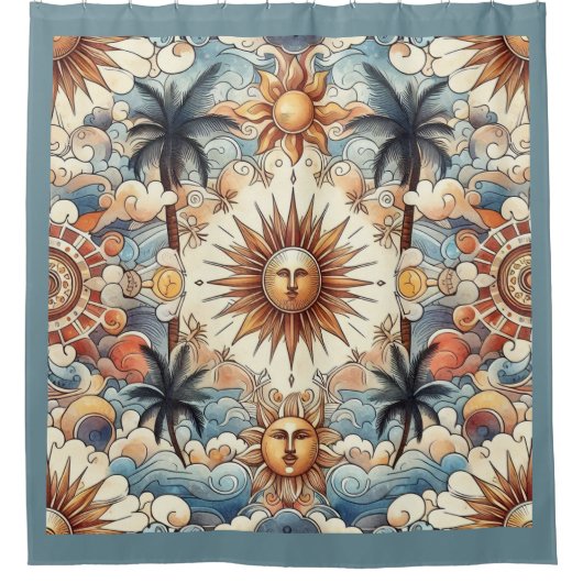 De zon in het paradijs douchegordijn (Voorkant)