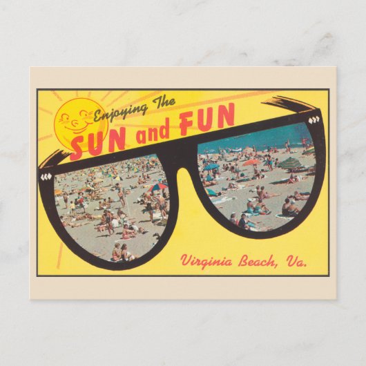 De zon in Virginia Beach Vintage Briefkaart (Voorkant)