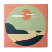 De zon in wolken keramische tegel tegeltje (Voorkant)