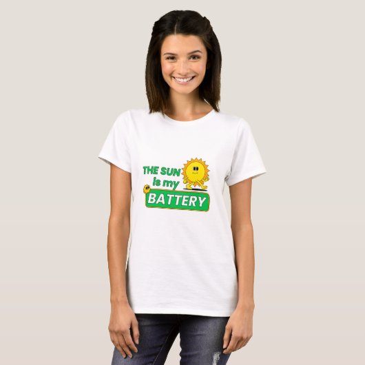 De zon is mijn batterij Groene Energie T-shirt (Voorkant volledig)