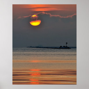 De zon komt door een offshorevloge bank poster