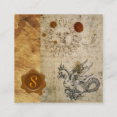 DE ZON ,MOON EN BASILISK BRUIN WAS AFDICHTING MONO VIERKANTE VISITEKAARTJE (Achterkant)