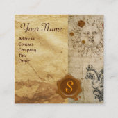 DE ZON ,MOON EN BASILISK BRUIN WAS AFDICHTING MONO VIERKANTE VISITEKAARTJE (Voorkant)