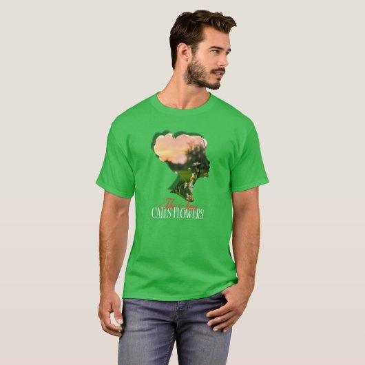 De zon roept bloemen | Artistieke silhouet Natuur T-shirt (Voorkant volledig)