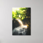 De zon schijnt op een magische waterval canvas afdruk (Voorkant)