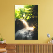 De zon schijnt op een magische waterval canvas afdruk (Insitu (Woonkamer))