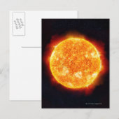 De zon toont zonnevlammen tegen een ster briefkaart (Voorkant / Achterkant)