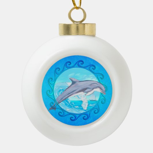 De Zon van de Maori van de dolfijn Keramische Bal Ornament (Voorkant)