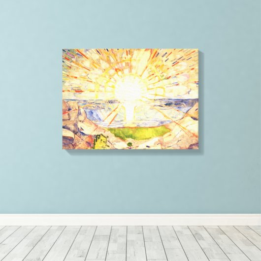 De zon van Edvard Munch Canvas Afdruk (Insitu (Houten vloer))