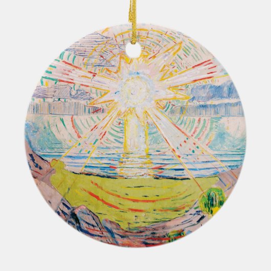 De zon van Edvard Munch Keramisch Ornament (Achterkant)