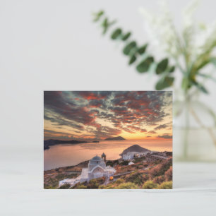 De zon van het kasteel van Plaka in Milos Briefkaart