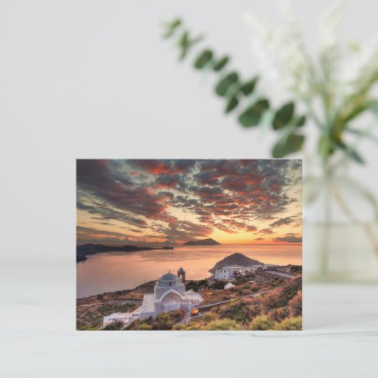 De zon van het kasteel van Plaka in Milos Briefkaart (Staand voorkant)