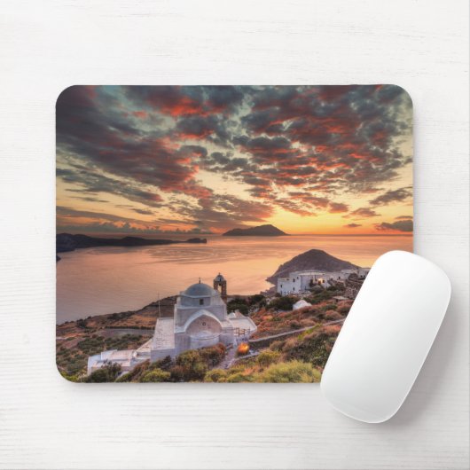 De zon van het kasteel van Plaka in Milos Muismat (Met muis)