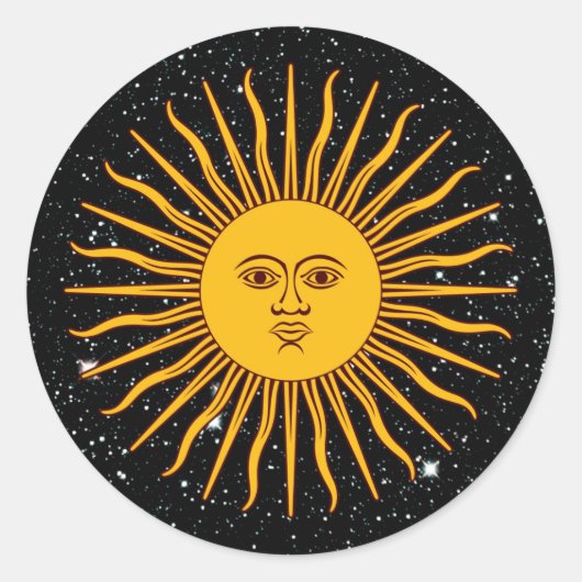 DE ZON VAN MEI (Sol De Mayo) ruimtethema ~ Ronde Sticker (Voorkant)