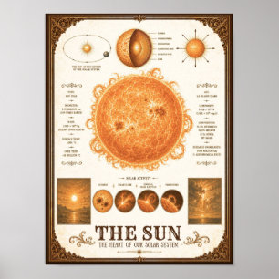 De Zon Victoriaanse Astronomiekaart Poster