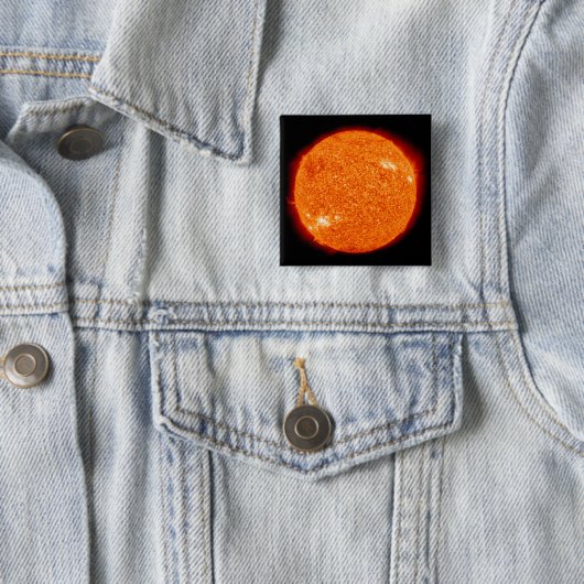 De zon vierkante button 5,1 cm (In situ)