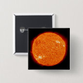 De zon vierkante button 5,1 cm (Voorkant /achterkant)