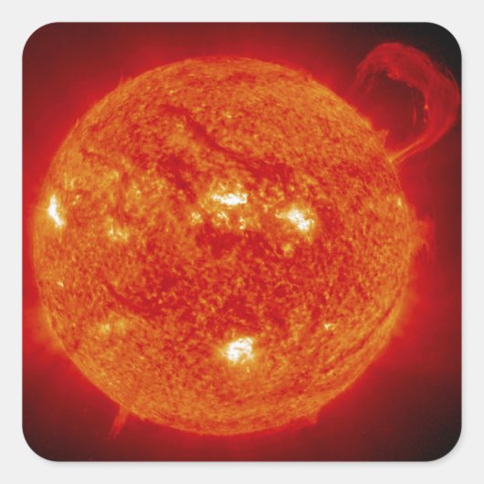 De zon vierkante sticker (Voorkant)