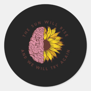 De zon zal geestelijke gezondheidsproblemen bewust ronde sticker