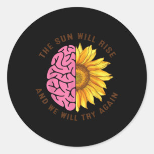 De zon zal R-i-s-e bewustzijn van de geestelijke g Ronde Sticker