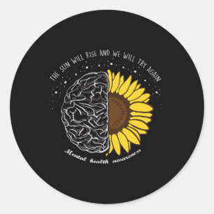 De zon zal stijgen en we zullen opnieuw proberen g ronde sticker