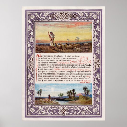 De zondag bij Home Psalm 23 King James' versie Poster (Voorkant)