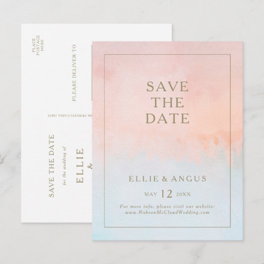 De Zondag van de zomer Waterverf sparen het Briefk Uitnodiging Briefkaart (Voorkant / Achterkant)