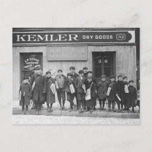 De zondagkranten bezorgen, 1909 briefkaart