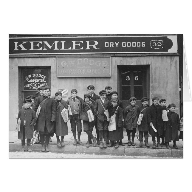 De zondagskranten bezorgen, 1909 (Voorkant Horizontaal)