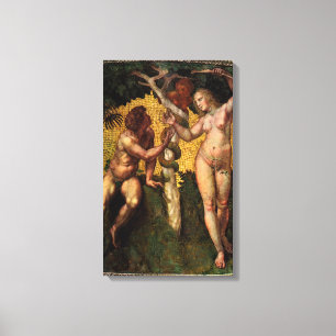 De Zondeval - Adam en Eva door Raphael Sanzio Canvas Afdruk