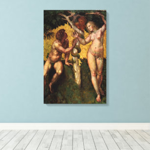 De Zondeval - Adam en Eva door Raphael Sanzio Canvas Afdruk