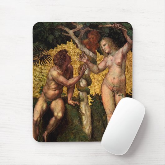 De Zondeval - Adam en Eva door Raphael Sanzio Muismat (Met muis)