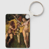 De Zondeval - Adam en Eva door Raphael Sanzio Sleutelhanger (Achterkant)