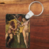 De Zondeval - Adam en Eva door Raphael Sanzio Sleutelhanger (Achterkant)